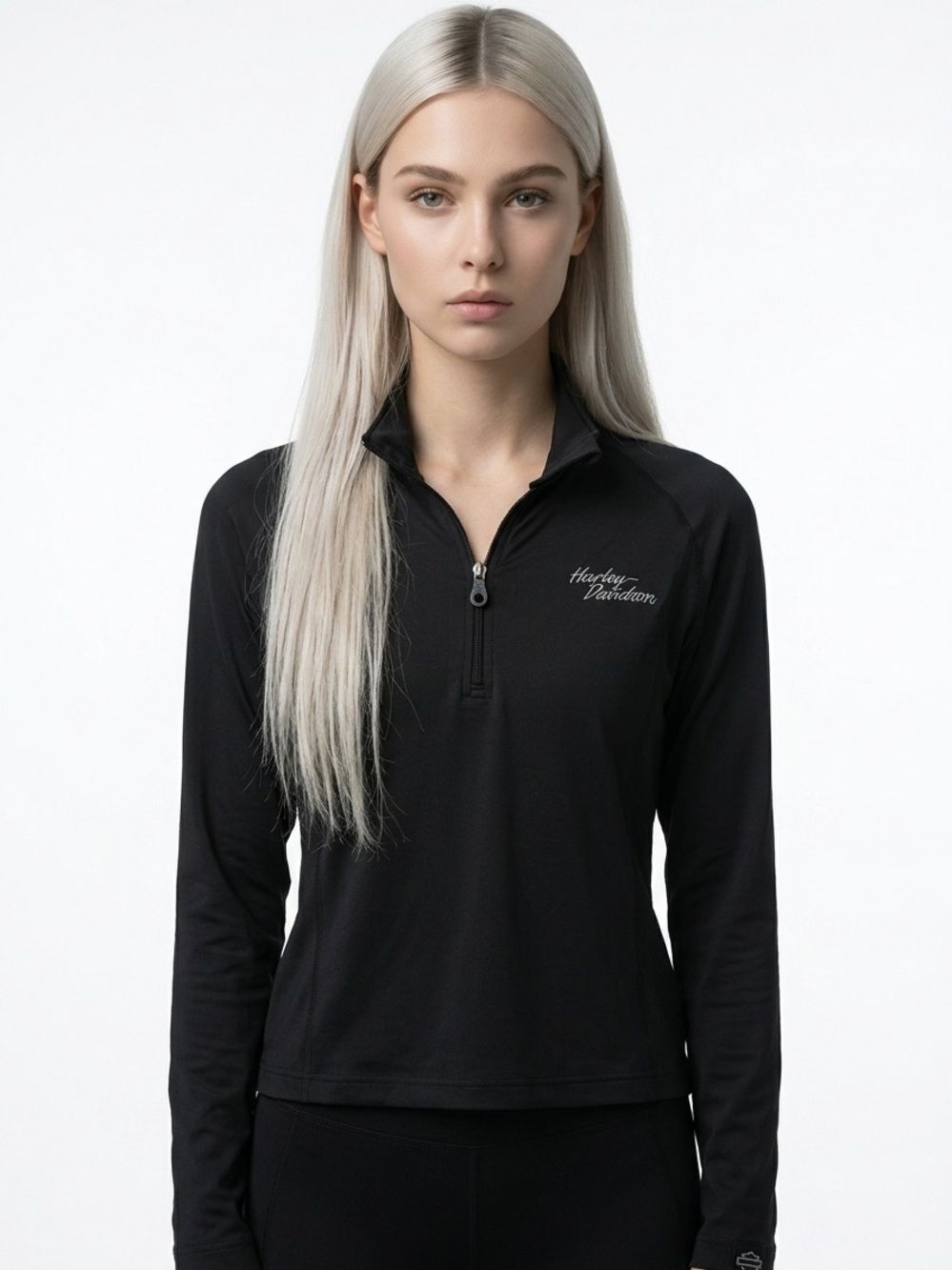 Harley Davidson | Black 1/4 Zip Top